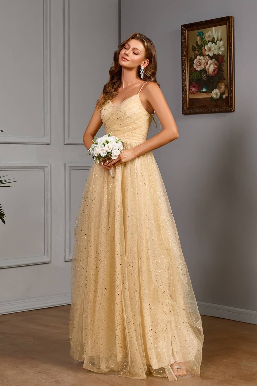 Robe Longue Beige Pour Mariage – Image 2